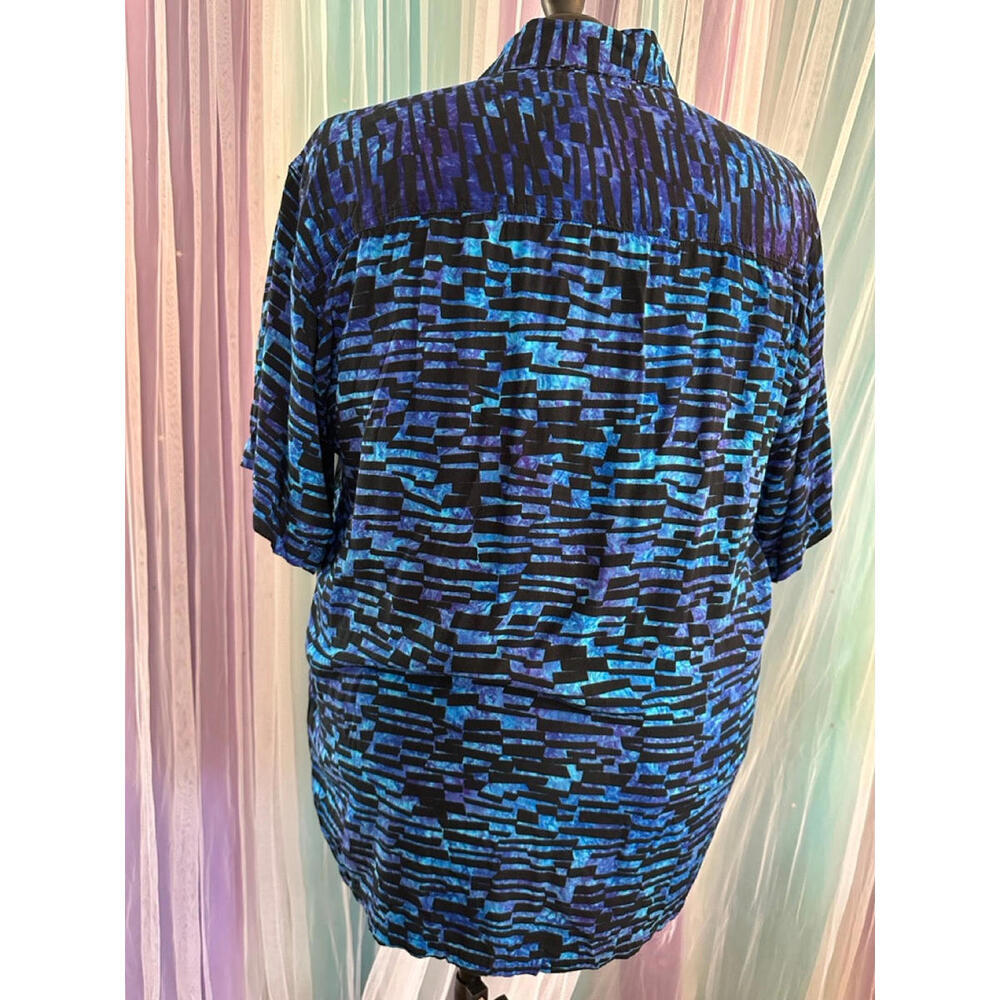 Blue Geo Block Button Up - Picture 2 of 2